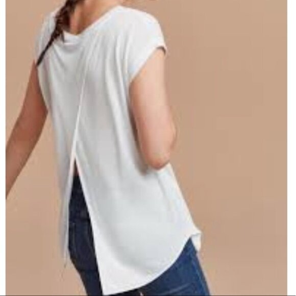 Wilfred Anvers Rayon  Short Sleeve Tee Shirt with Split Back Washed Grey Medium - Picture 9 of 9